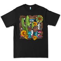 Black western cactus with cowboy boots and sunflowers Premium Tee - Artiststas