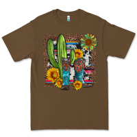 Cacao western cactus with cowboy boots and sunflowers Premium Tee - Artiststas