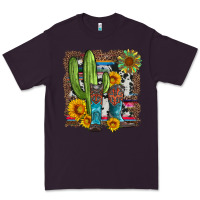 Plum western cactus with cowboy boots and sunflowers Premium Tee - Artiststas