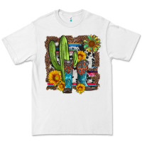 White western cactus with cowboy boots and sunflowers Premium Tee - Artiststas