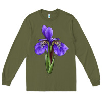 Army Green Iris Flower Long Sleeve Tee - LillyAllenDesigns