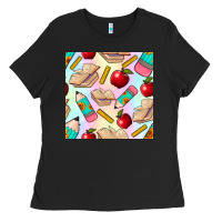 Black school seamless pattern Ladies Tee - BundleAndBundleShop