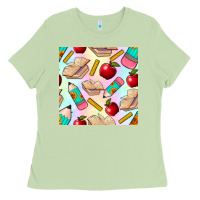 Matcha school seamless pattern Ladies Tee - BundleAndBundleShop