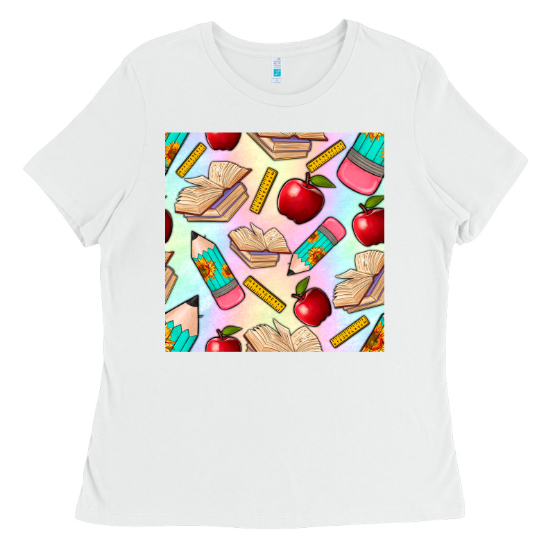 School Seamless Pattern Ladies Tee by BundleAndBundleShop | Teevron