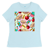 Baby Blue school seamless pattern Ladies Tee - BundleAndBundleShop