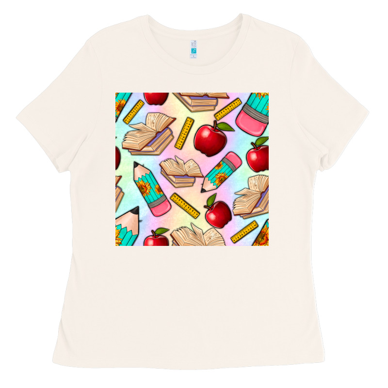 School Seamless Pattern Ladies Tee by BundleAndBundleShop | Teevron