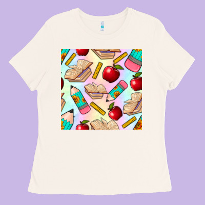 School Seamless Pattern Ladies Tee Designed By Bundleandbundleshop