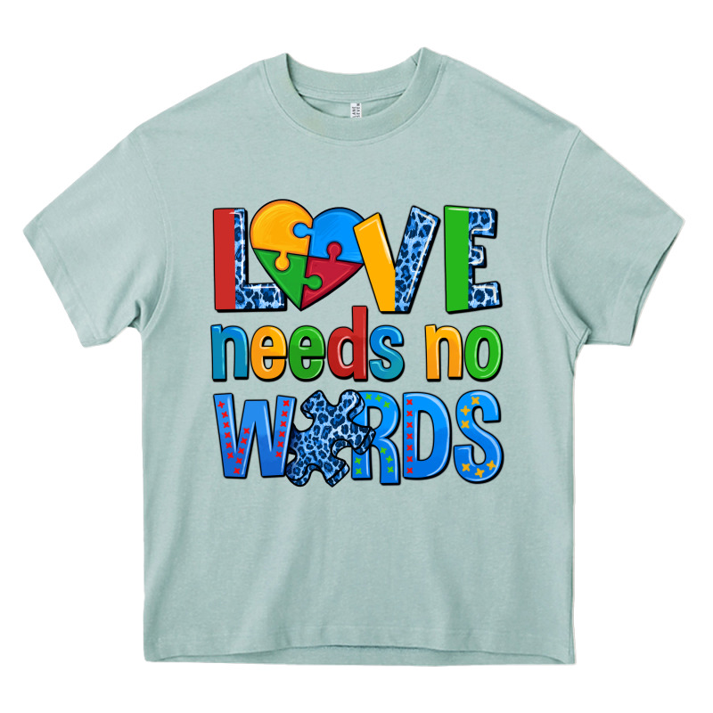 Love Needs No Words Autism Heavy Core Tee by AdoDesignShop | Teevron