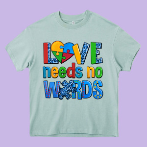 Love Needs No Words Autism Heavy Core Tee Designed By Adodesignshop