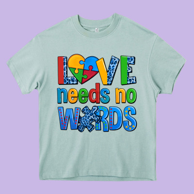 Love Needs No Words Autism Heavy Core Tee Designed By Adodesignshop