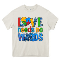 Cream love needs no words autism Heavy Core Tee - AdoDesignShop