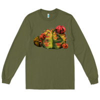 Army Green Gymnocalycium Variegated Cactus Long Sleeve Tee - LillyAllenDesigns