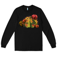 Black Gymnocalycium Variegated Cactus Long Sleeve Tee - LillyAllenDesigns