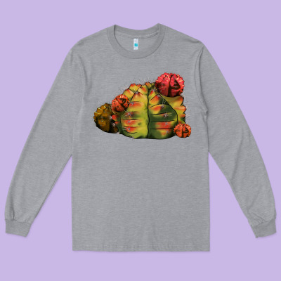 Gymnocalycium Variegated Cactus Long Sleeve Tee Designed By Lillyallendesigns