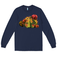 Navy Gymnocalycium Variegated Cactus Long Sleeve Tee - LillyAllenDesigns