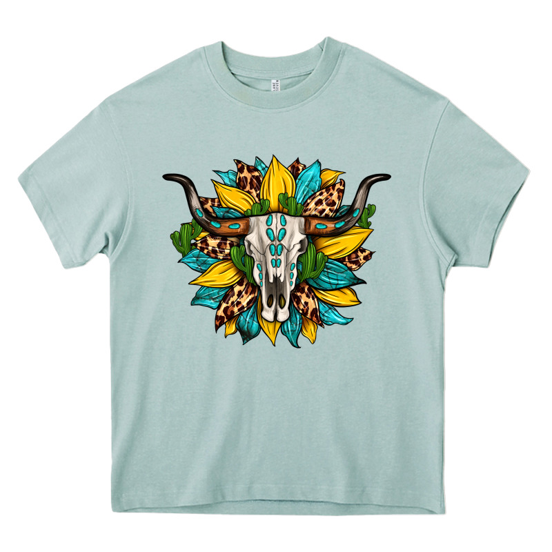 Bull Skull Gemstone Cactus Leopard Sunflower Heavy Core Tee by Artiststas | Teevron
