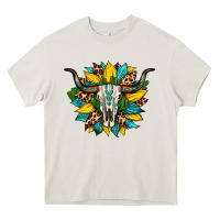Cream bull skull gemstone cactus leopard sunflower Heavy Core Tee - Artiststas