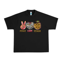Black peace love teach Urban Heavy Tee - NancyCooperArtShop