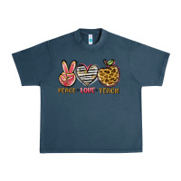 Midnight Navy peace love teach Urban Heavy Tee - NancyCooperArtShop