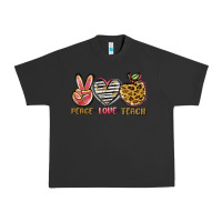 Pigment Black peace love teach Urban Heavy Tee - NancyCooperArtShop