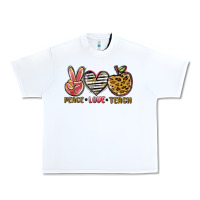 White peace love teach Urban Heavy Tee - NancyCooperArtShop