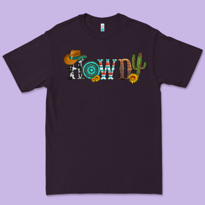 Howdy With Cowboy Hat And Cactus Premium Tee Designed By Artiststas