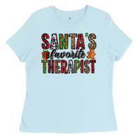 Baby Blue santa's favorite therapist Ladies Tee - Jasminsmagicworld