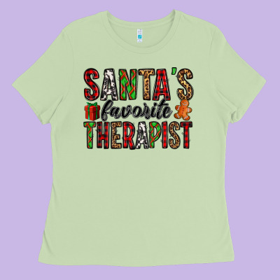 Santa's Favorite Therapist Ladies Tee Designed By Jasminsmagicworld