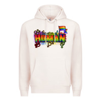 Pale Pink We are all human Premium Hoodie - CowGirlArtShop