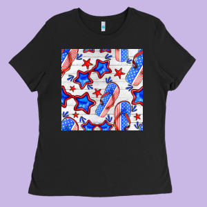 4th Of July Flip Flops Seamless Pattern Ladies Tee Designed By Bundleandbundleshop