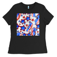 Black 4th of july flip flops seamless pattern Ladies Tee - BundleAndBundleShop