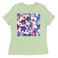 Matcha 4th of july flip flops seamless pattern Ladies Tee - BundleAndBundleShop