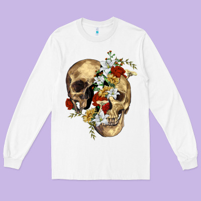 Nature Skull Long Sleeve Tee Designed By Ranaportraitstore