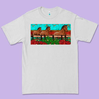 Horses Roses Ann Cactuses License Plate Premium Tee Designed By Artiststas