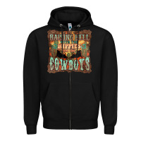 Black Raising hell with the hippies and the cowboys Zipper Hoodie - HowdyJamesFarm