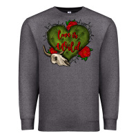 Charcoal Heather love is wild with bullskull olivia Premium Sweatshirt - OliviaCreatesArt