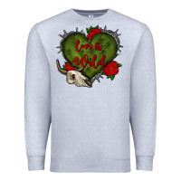 Heather Grey love is wild with bullskull olivia Premium Sweatshirt - OliviaCreatesArt