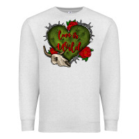 Oatmeal Heather love is wild with bullskull olivia Premium Sweatshirt - OliviaCreatesArt