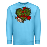 Ocean Blue love is wild with bullskull olivia Premium Sweatshirt - OliviaCreatesArt