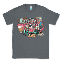 Charcoal Heather coffee teach repeat teacher Classic Tee - NancyCooperArtShop