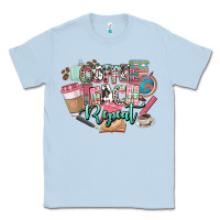 Dusty Blue coffee teach repeat teacher Classic Tee - NancyCooperArtShop