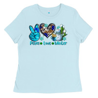 Baby Blue peace love winter ado Ladies Tee - AdoDesignShop