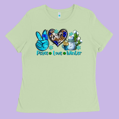 Peace Love Winter Ado Ladies Tee Designed By Adodesignshop