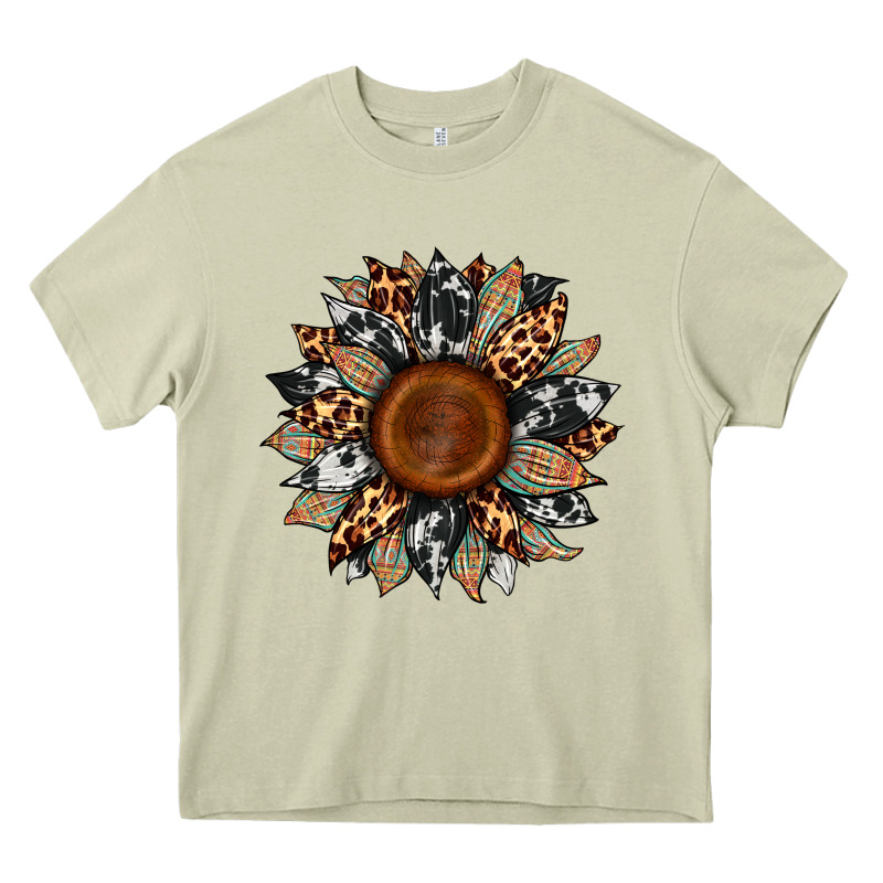 Cowhide Leopard Aztec Sunflower Heavy Core Tee by Artiststas | Teevron