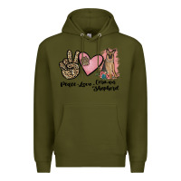 Army Green peace love german shepherd Premium Hoodie - JahusDesignShop
