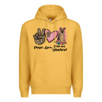 Mustard peace love german shepherd Premium Hoodie - JahusDesignShop