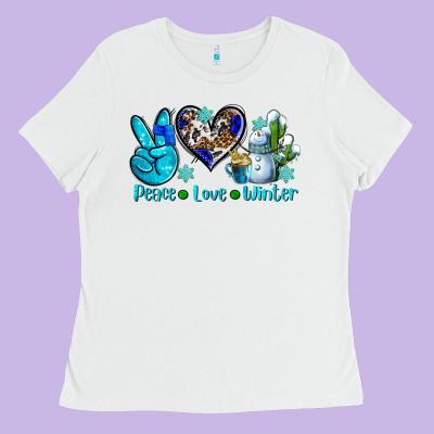 Peace Love Winter Ado Ladies Tee Designed By Adodesignshop