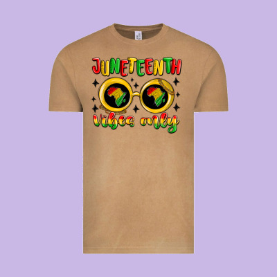 Juneteenth Vibes Only Vintage Tee Designed By Maliassmallbusiness