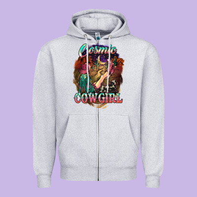 Cosmic Cowgirl Zipper Hoodie Designed By Howdyjamesfarm