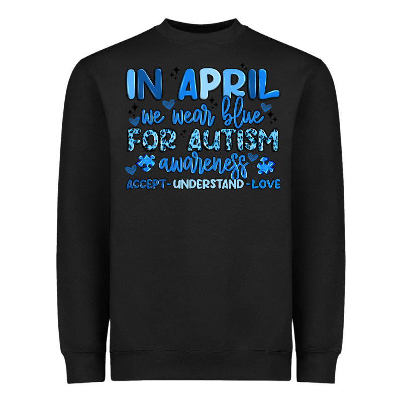 In April We Wear Blue For Autism Awareness Heavyweight Sweatshirt by Artiststas | Teevron